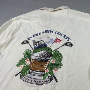 Tommy Bahama Every Shot Counts Hawiian Golf Silk Short Sleeve Shirt Mens Med